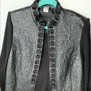 Never worn, leather embroidered jacket